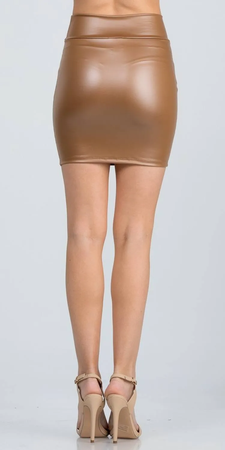 La Scala 25425 High-Waist Faux Leather Mini Skirt