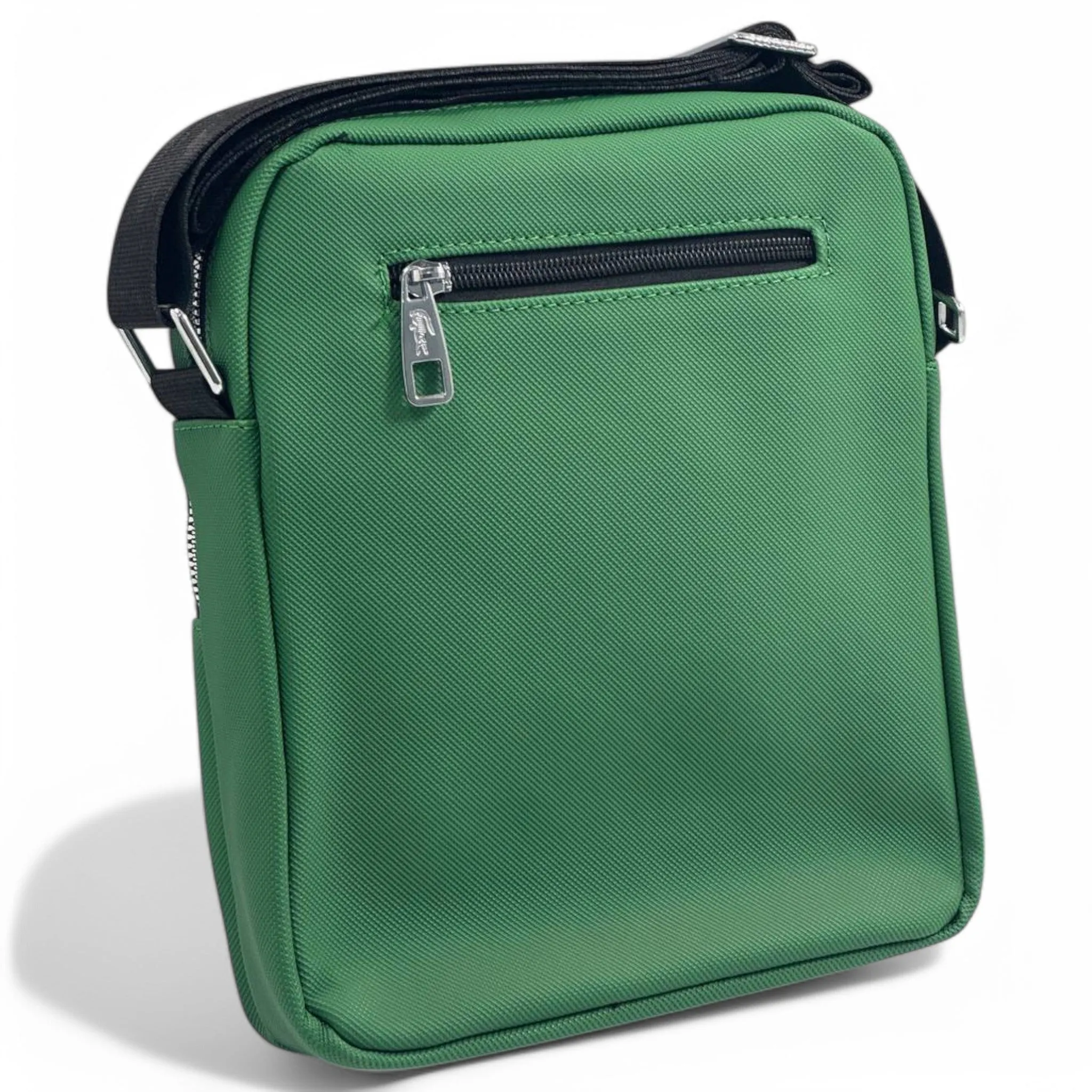 Lacoste Vertical Green Crossbody Bag with Embossed Logo