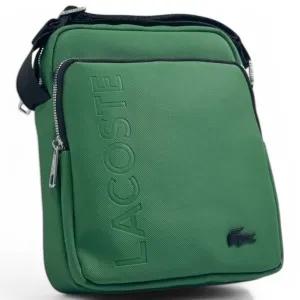 Lacoste Vertical Green Crossbody Bag with Embossed Logo