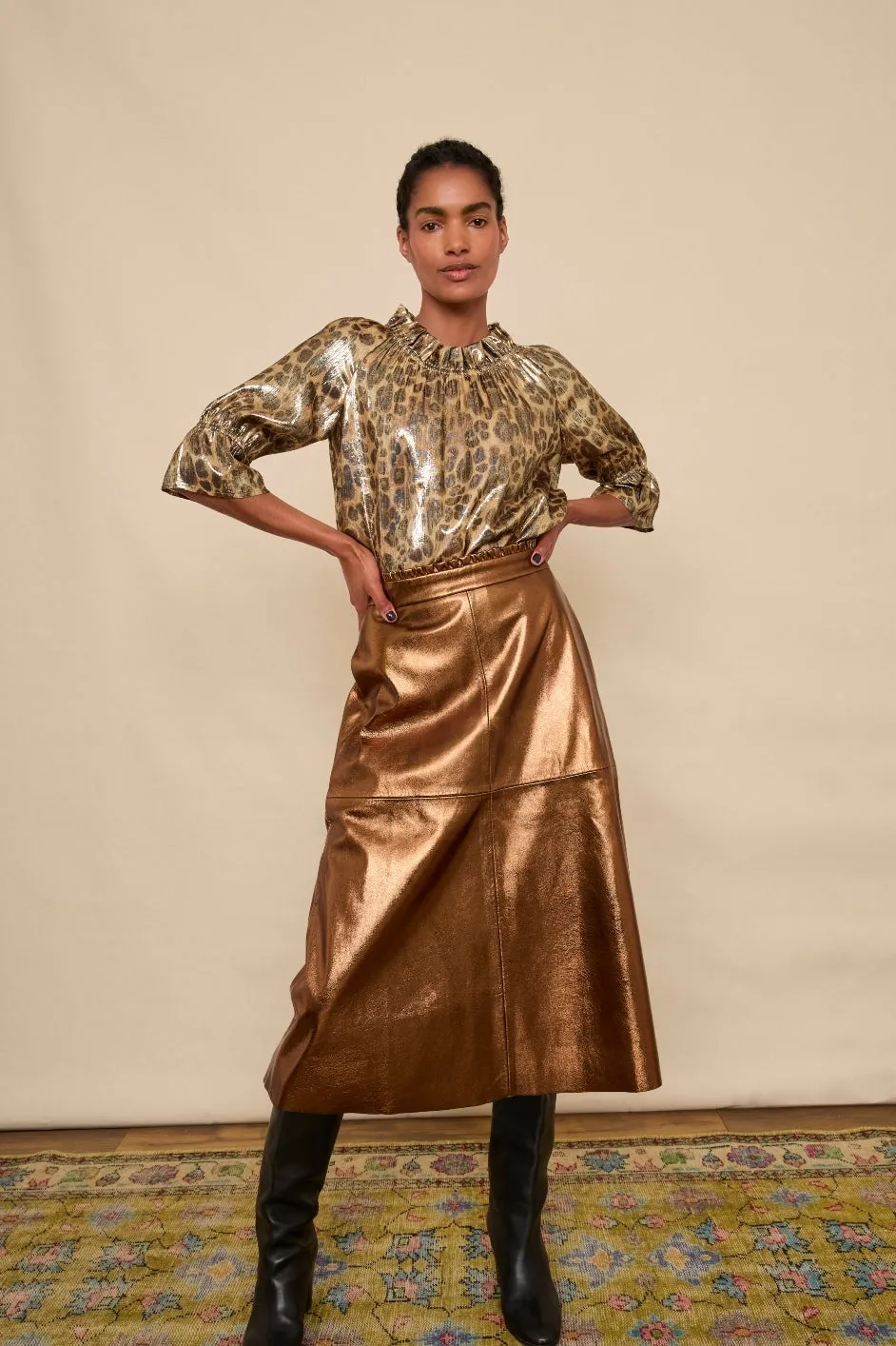 Lateisha Faux Leather Skirt - Bronze