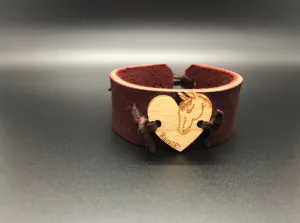 Latigo Leather Rural Heart Horse Head Bracelet