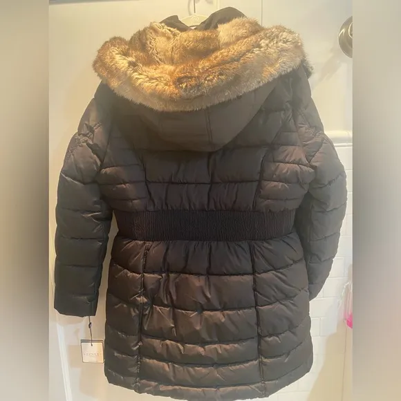 Laundry by Shelli Segel- Puffer Jacket w/Faux Fur Trim Hood, Black, Size XL,