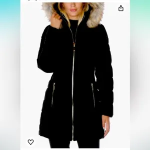 Laundry by Shelli Segel- Puffer Jacket w/Faux Fur Trim Hood, Black, Size XL,