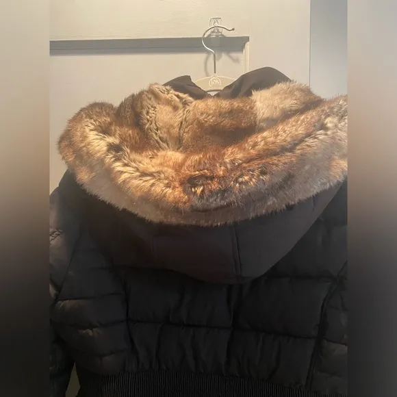 Laundry by Shelli Segel- Puffer Jacket w/Faux Fur Trim Hood, Black, Size XL,