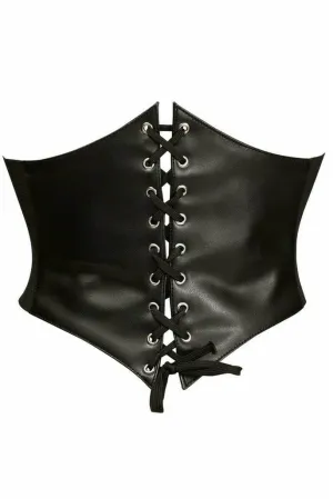 Lavish Black Faux Leather Corset Belt Cincher