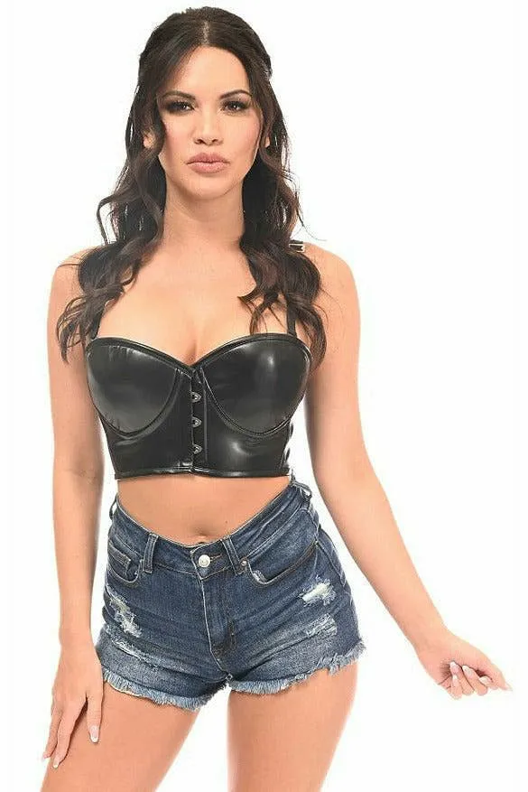 Lavish Black Faux Leather Underwire Short Bustier