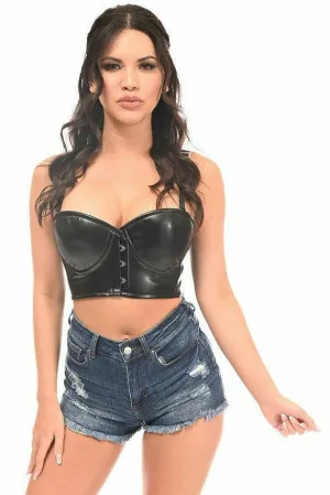 Lavish Black Faux Leather Underwire Short Bustier