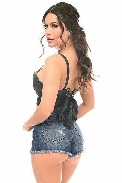 Lavish Black Faux Leather Underwire Short Bustier