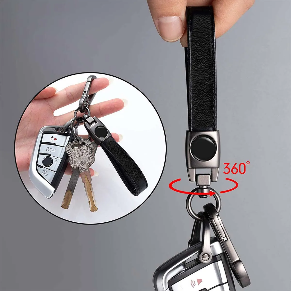 Leather Car Keychain, Custom Fit For Your Cars, Key Chain Keyring Family Present for Man and Woman, Car Accessories MA15986