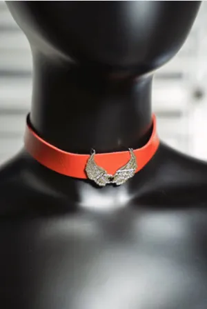 Leather Chokers Collection Color Red - Power Wings By Jullye Giliberti