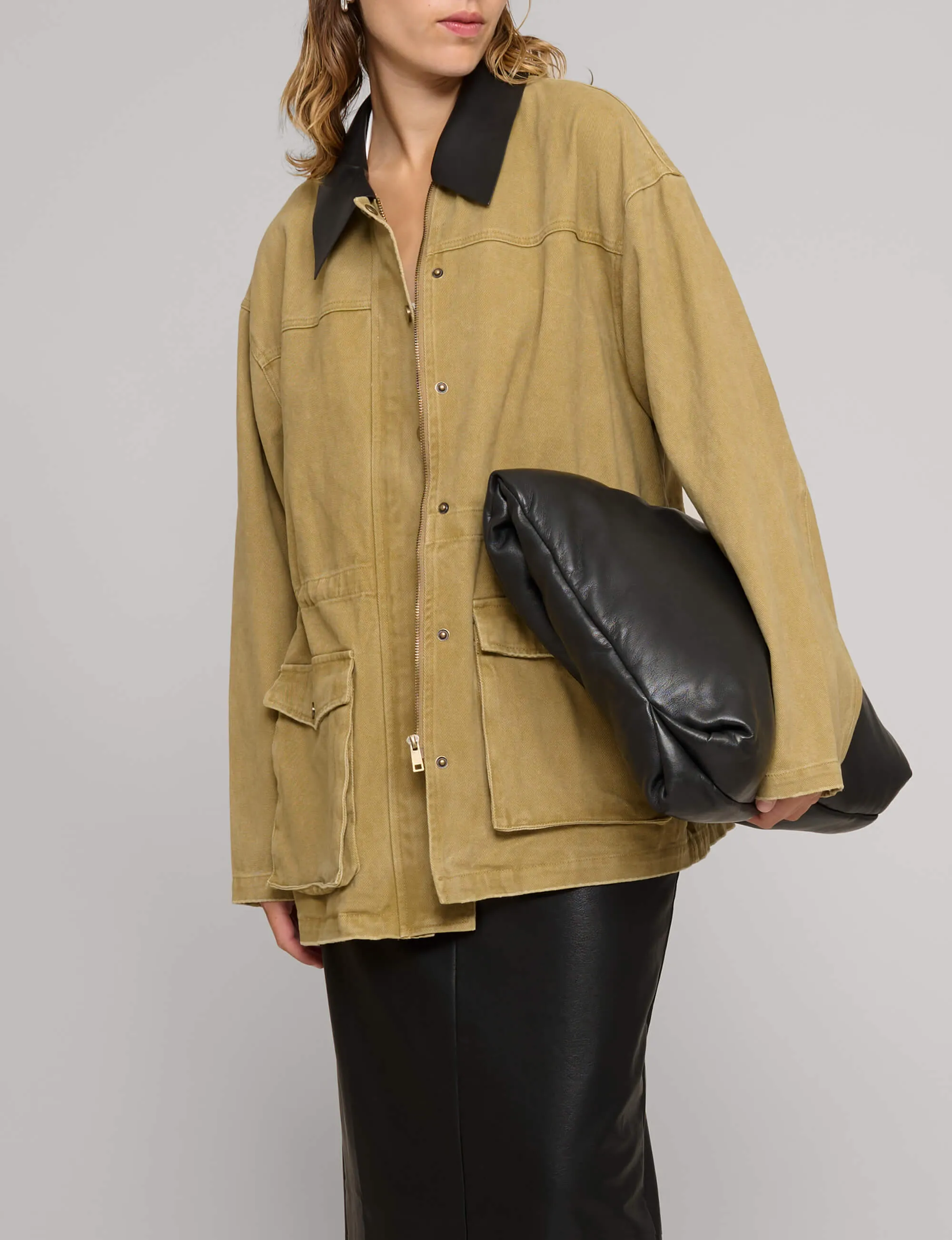 Leather Collar Barn Jacket-BESTSELLER
