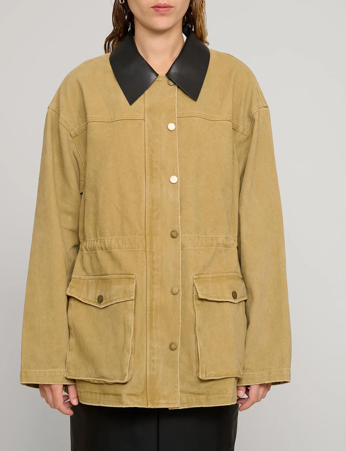 Leather Collar Barn Jacket-BESTSELLER