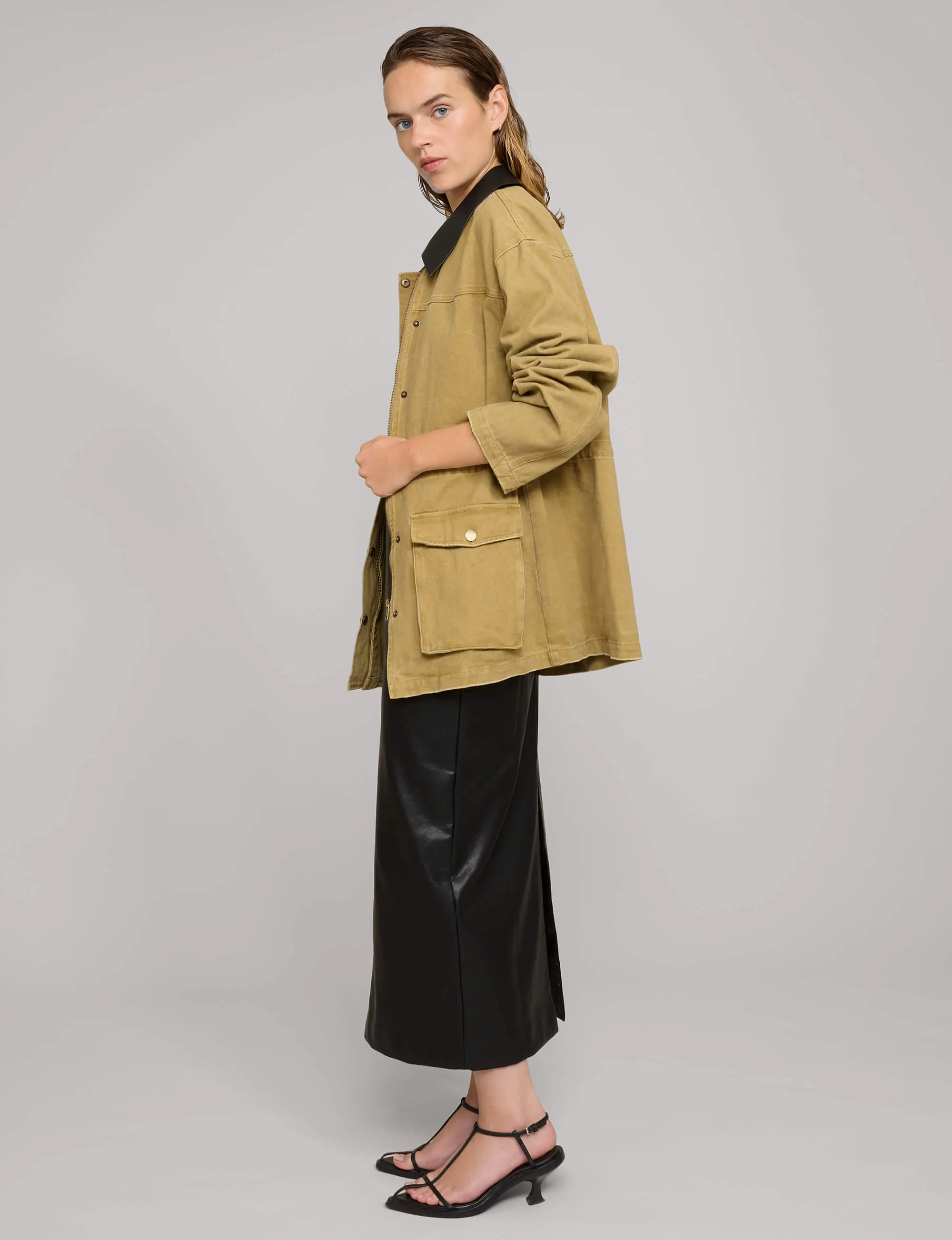 Leather Collar Barn Jacket-BESTSELLER