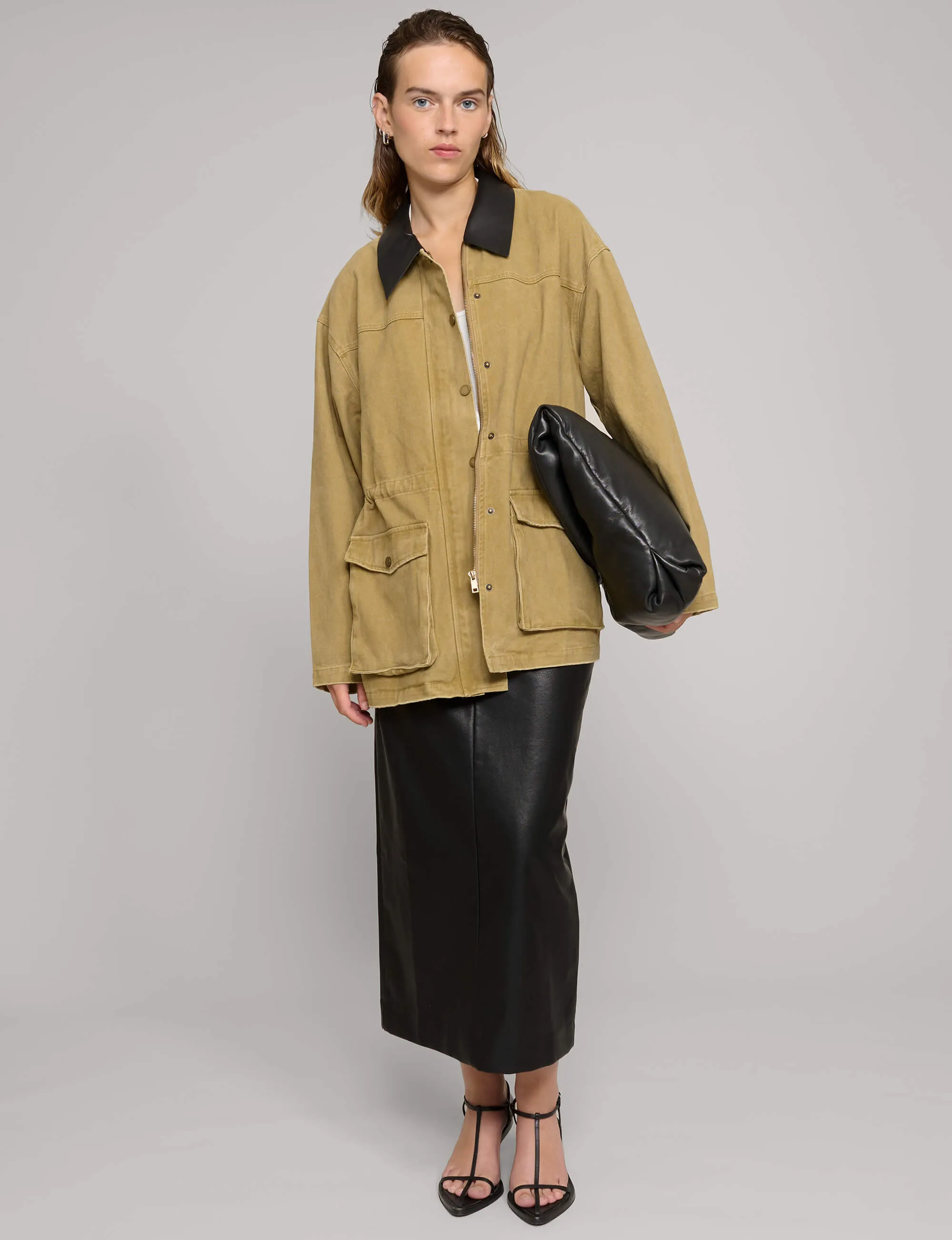 Leather Collar Barn Jacket-BESTSELLER