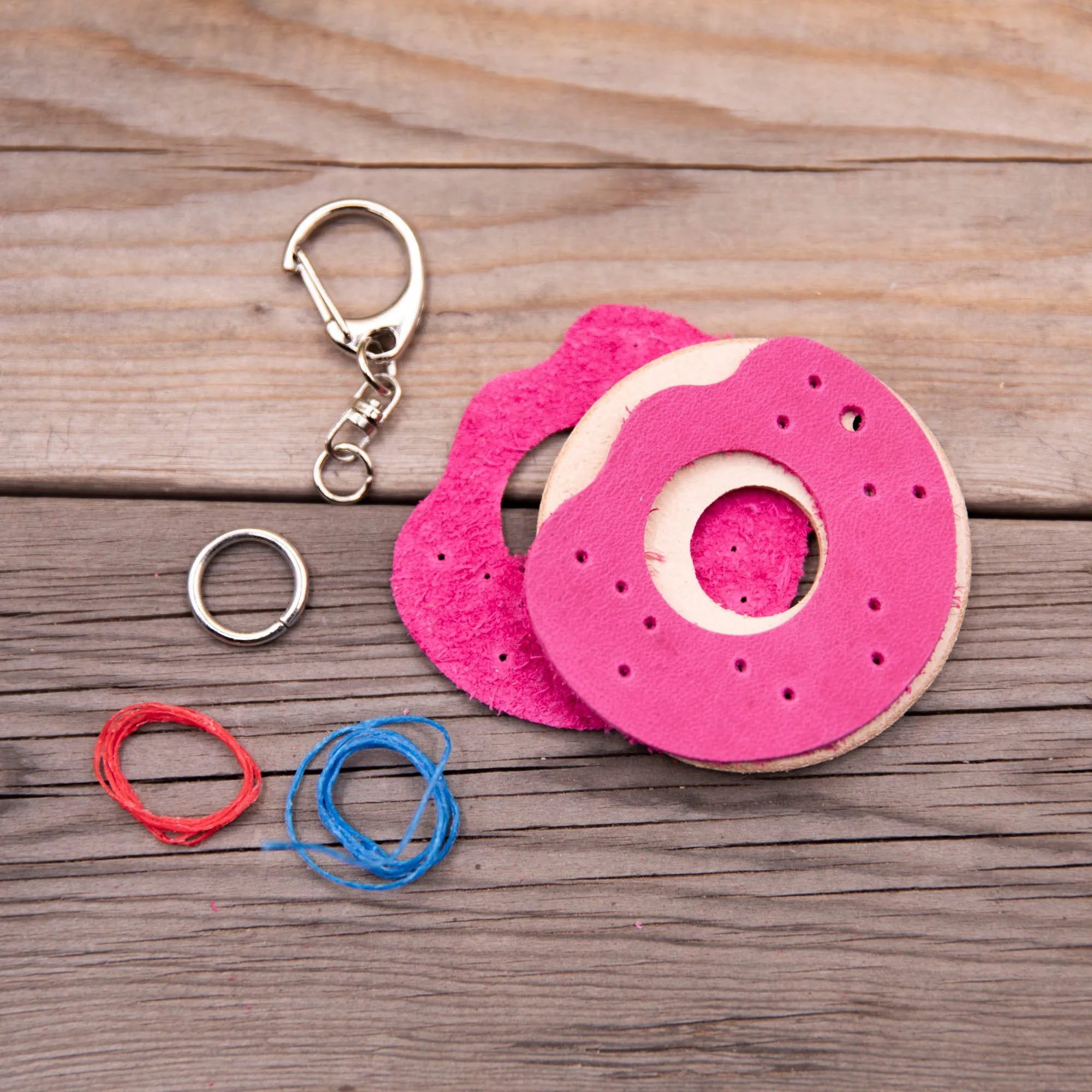 Leather Donut Keychain DIY Craft Kit