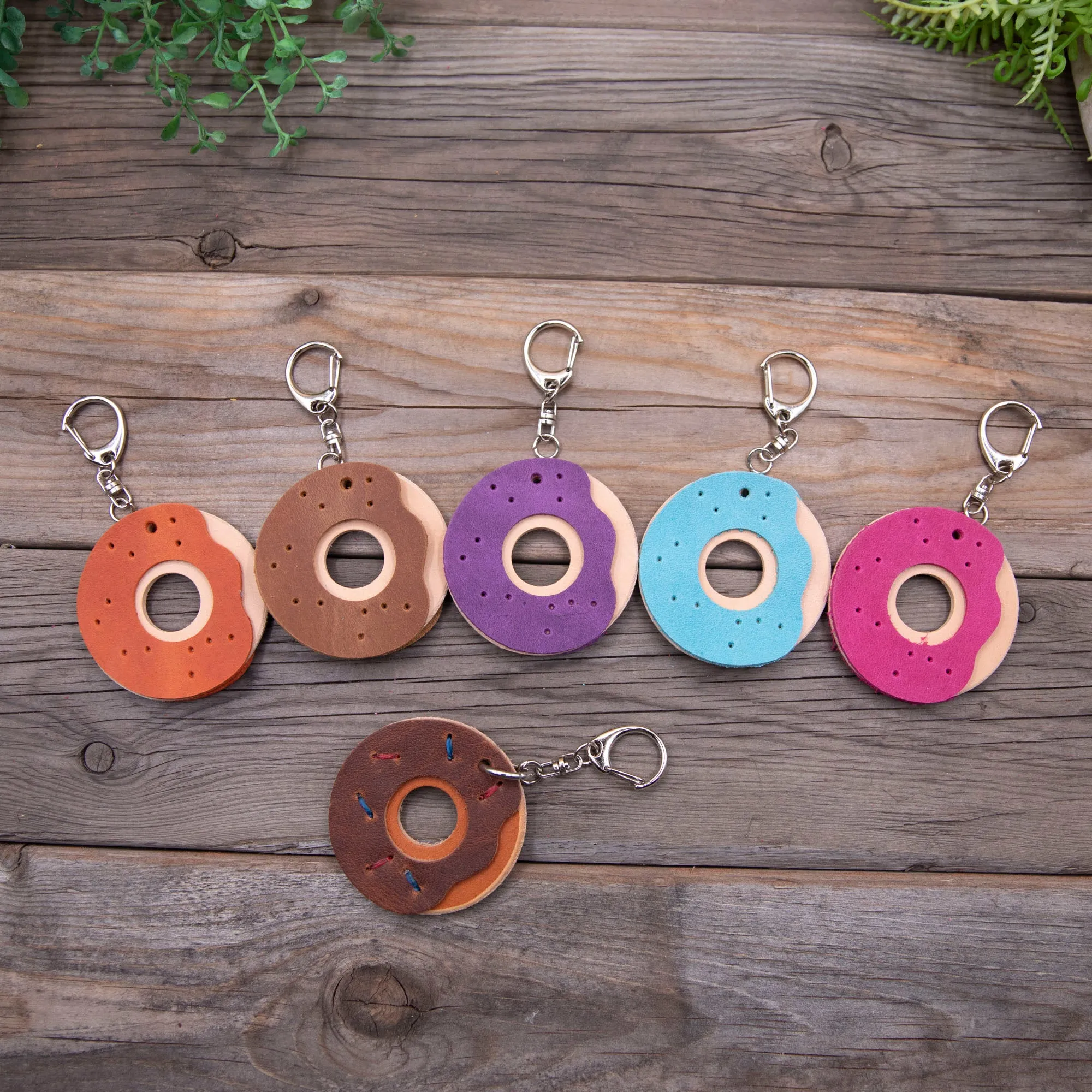 Leather Donut Keychain DIY Craft Kit