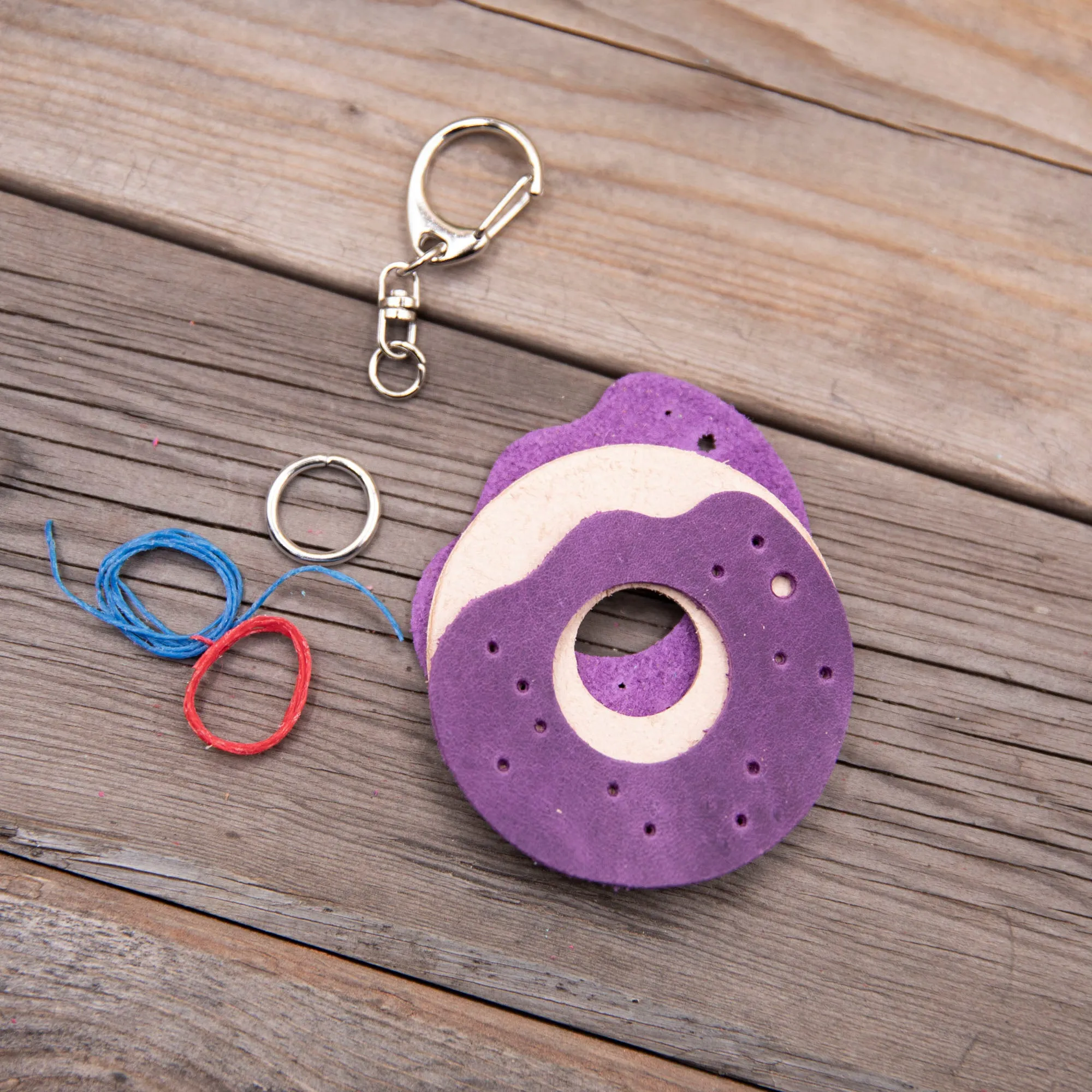 Leather Donut Keychain DIY Craft Kit