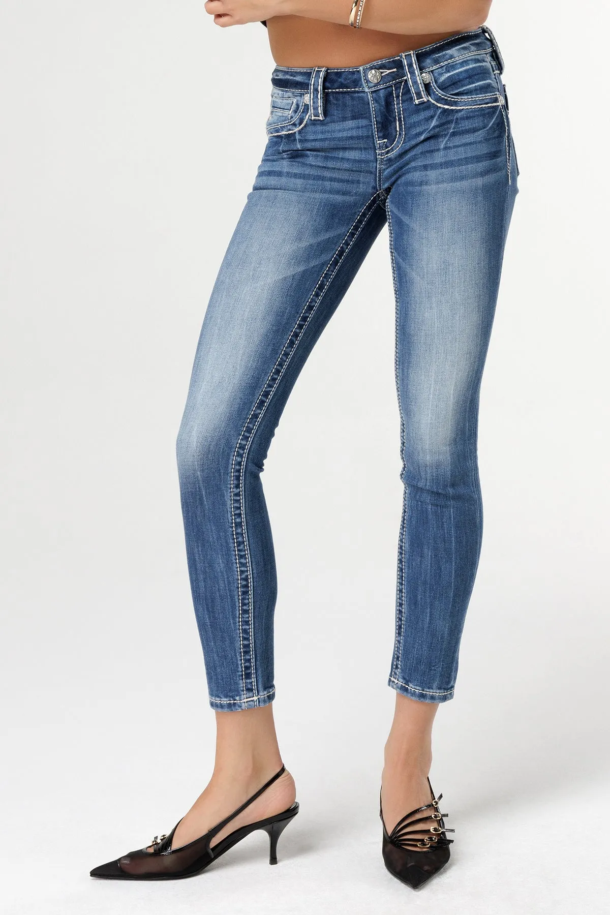 Leather Shadow Wings Skinny Jeans