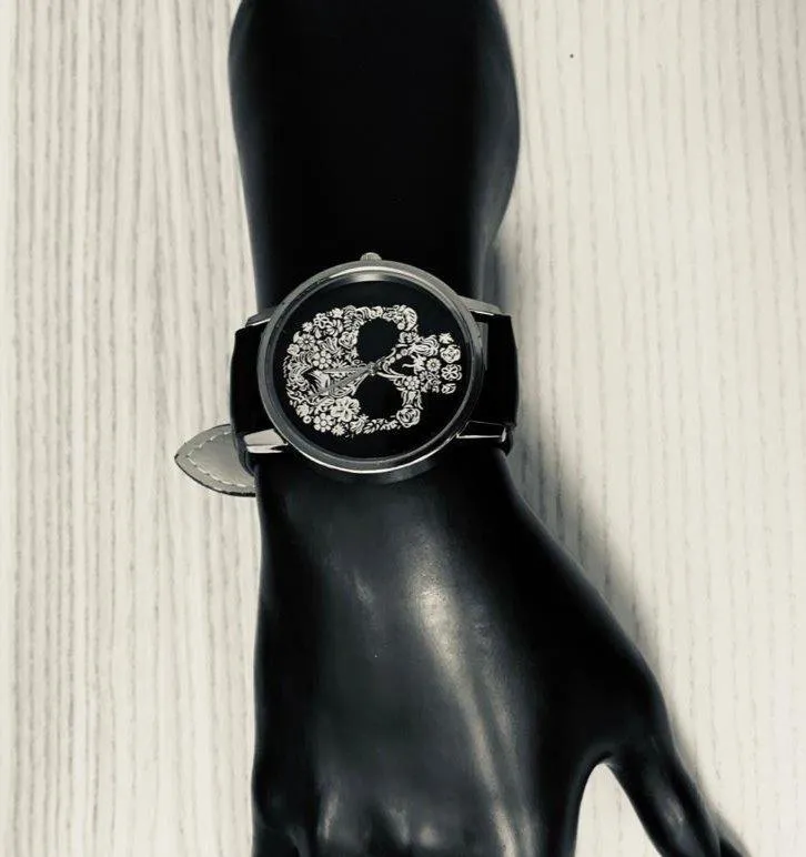 Leather Watch Sckull Sckull Faux Collection Color Black - Power Wings By Jullye Giliberti