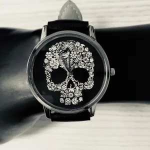 Leather Watch Sckull Sckull Faux Collection Color Black - Power Wings By Jullye Giliberti