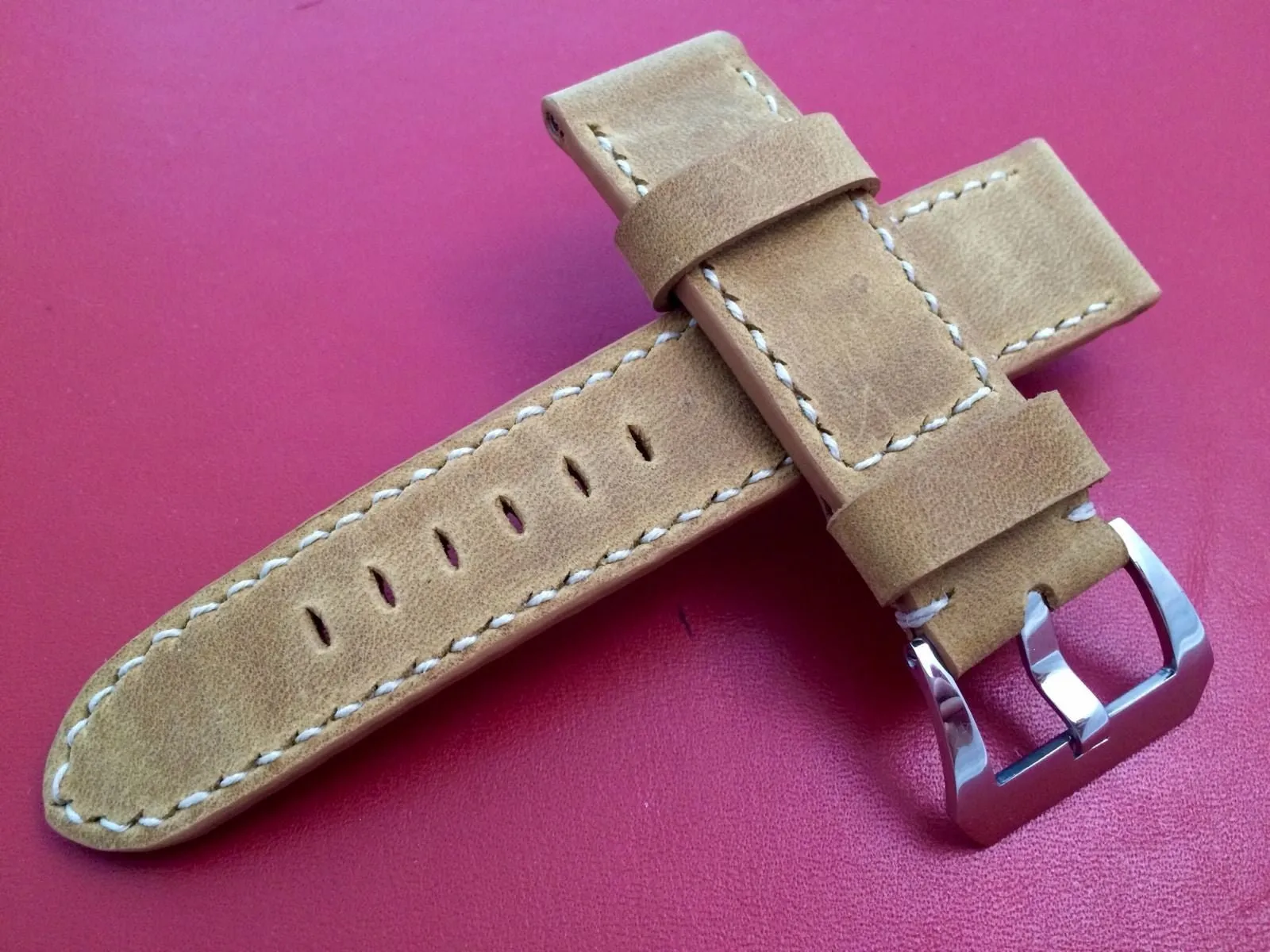 Leather watch Strap, 24mm Leather Watch Strap for Panerai, Khaki Leather watch band