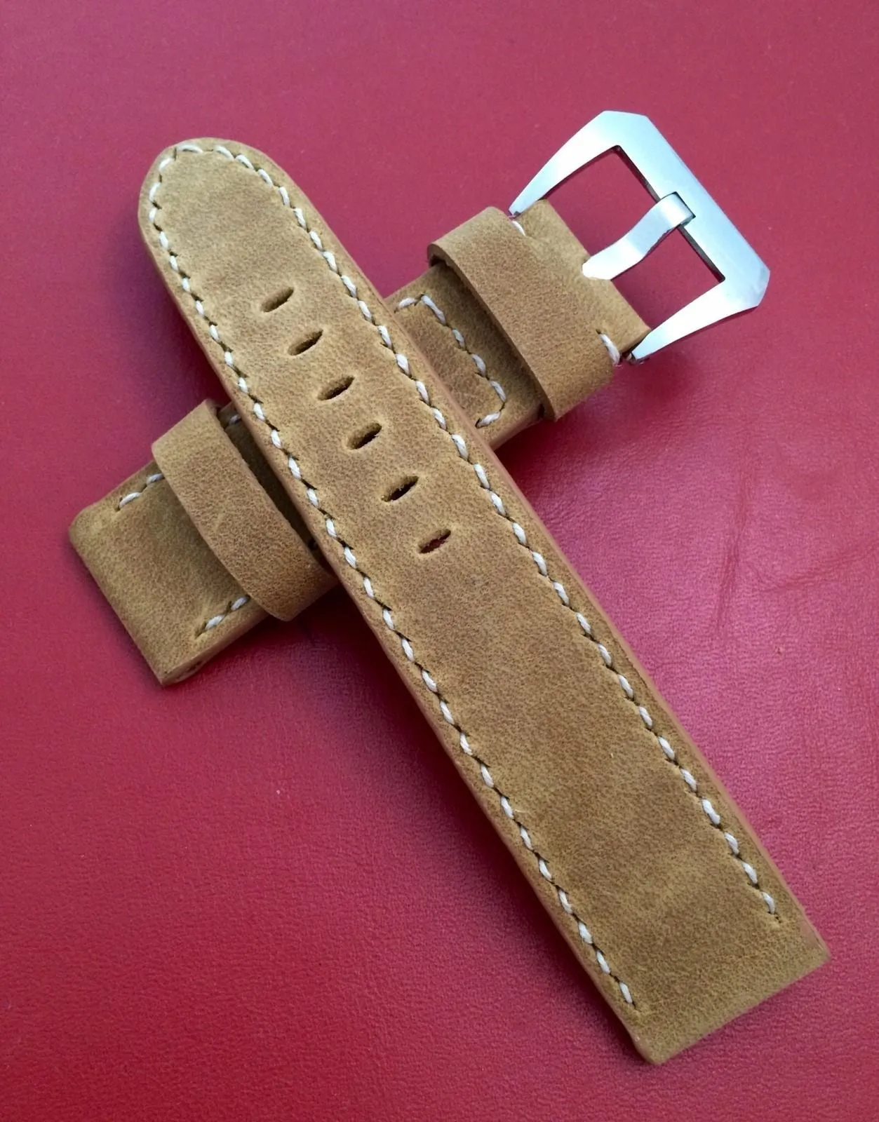 Leather watch Strap, 24mm Leather Watch Strap for Panerai, Khaki Leather watch band