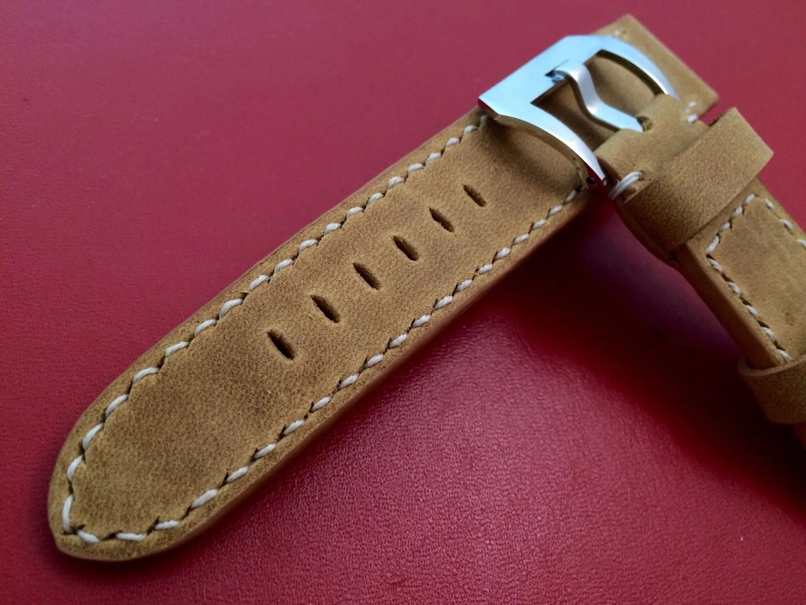 Leather watch Strap, 24mm Leather Watch Strap for Panerai, Khaki Leather watch band