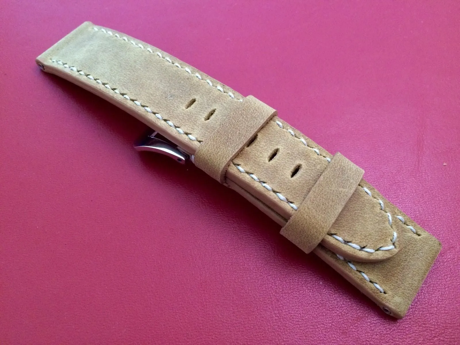 Leather watch Strap, 24mm Leather Watch Strap for Panerai, Khaki Leather watch band