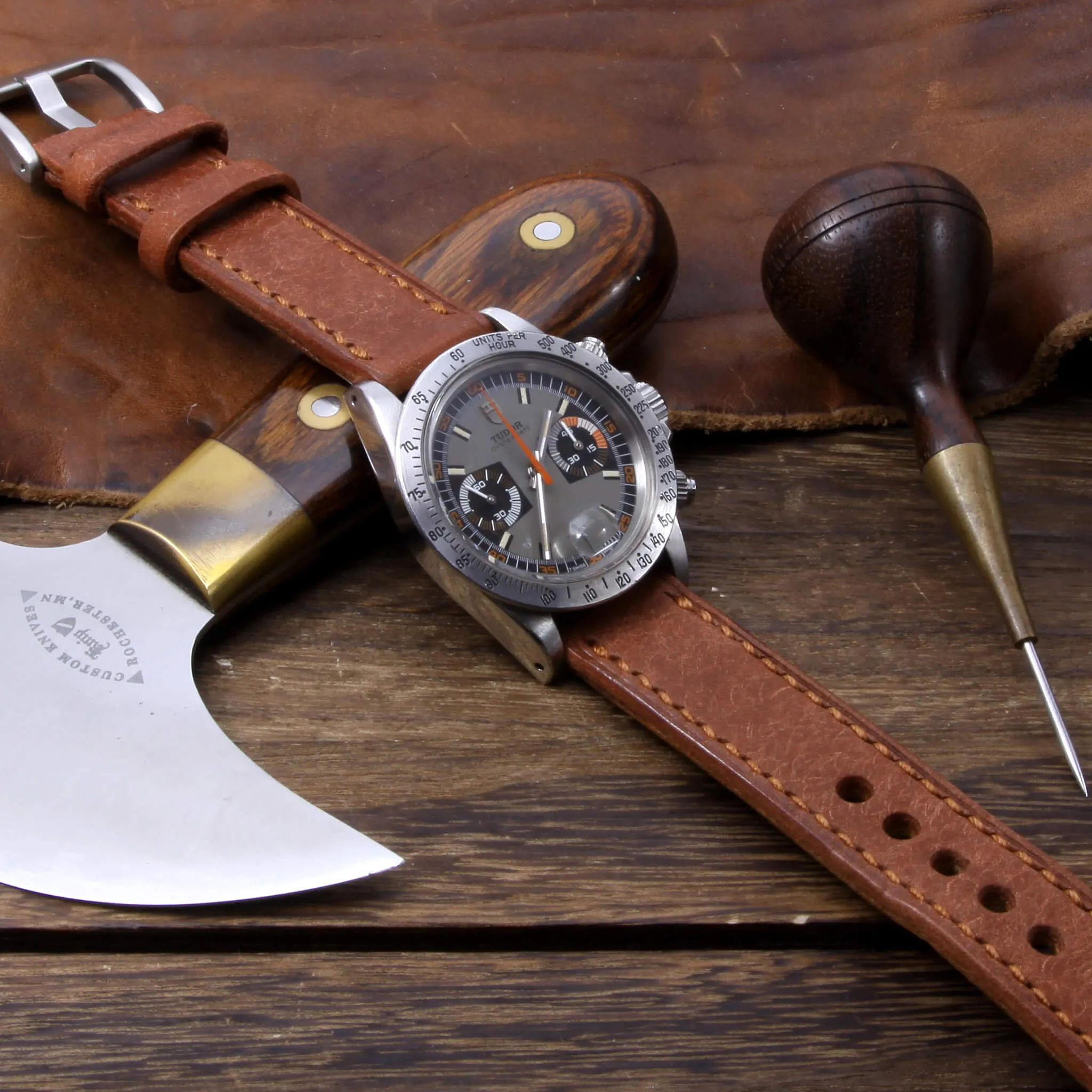 Leather Watch Strap, Rustic Russet | Full Stitch