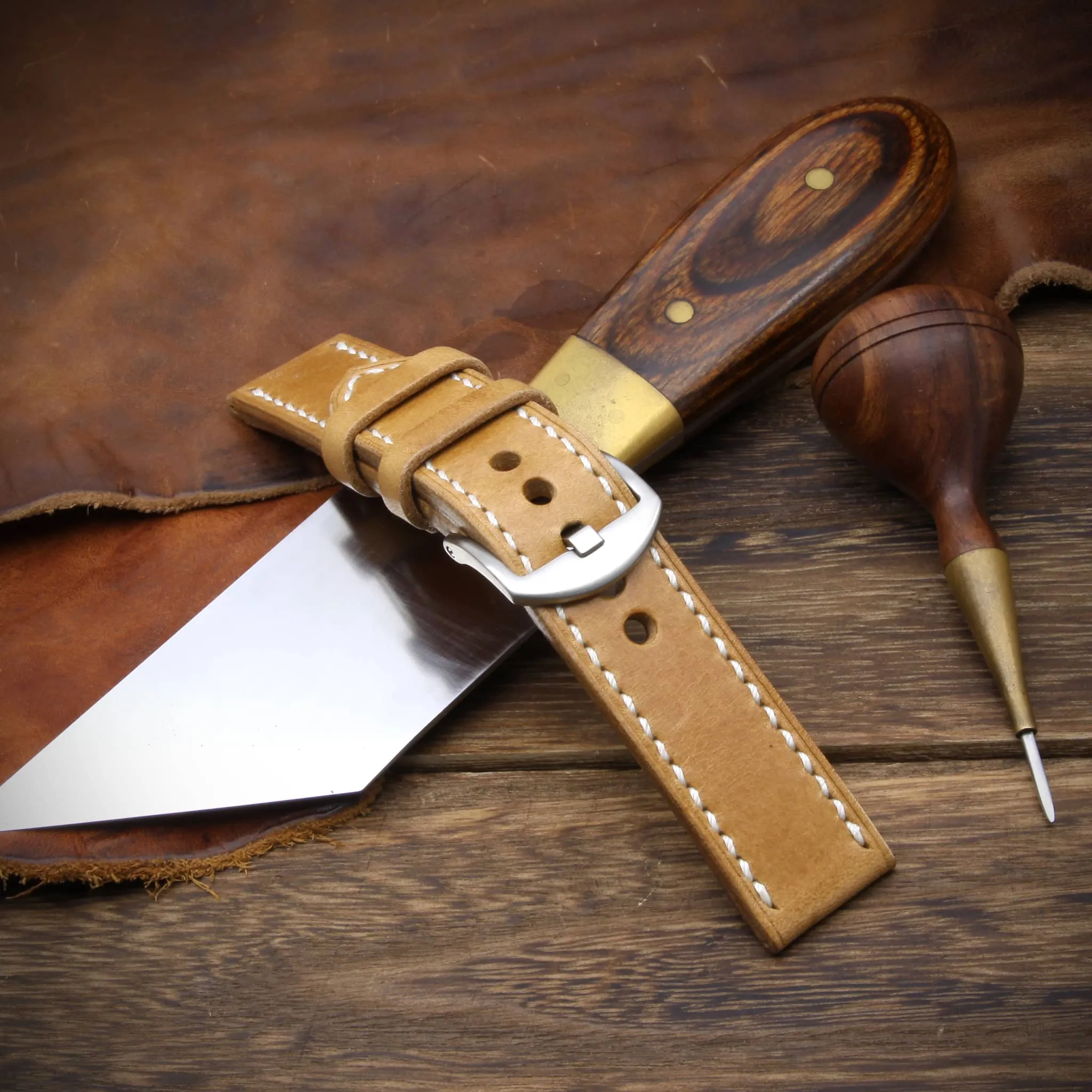 Leather Watch Strap, Sequoia 101 | Full Stitch