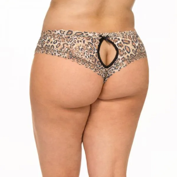 Leopard Nouveau - Plus Size Crotchless Cheeky Hipster - Size