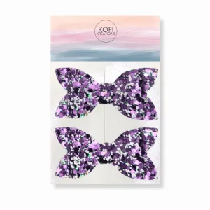 Light Purple Stone Glitter Hair Bows