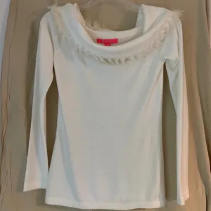 Lilly Pulitzer 'Alira' white off shoulder with faux fur trim sweater