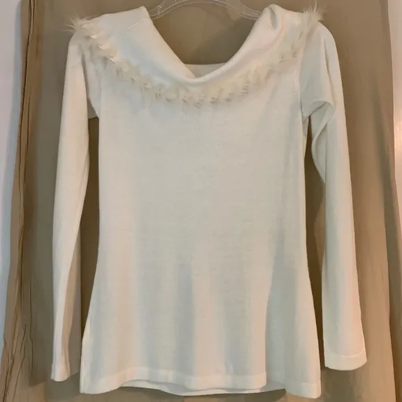 Lilly Pulitzer 'Alira' white off shoulder with faux fur trim sweater