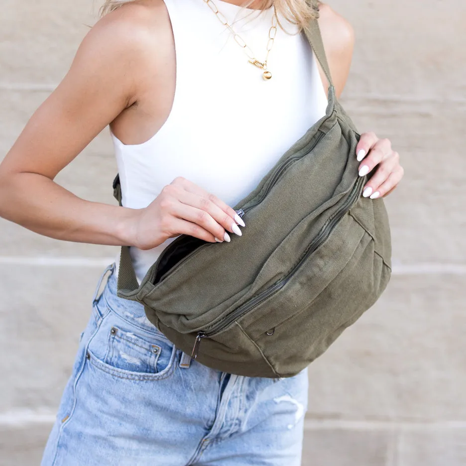 London Oversized Canvas Crescent Sling