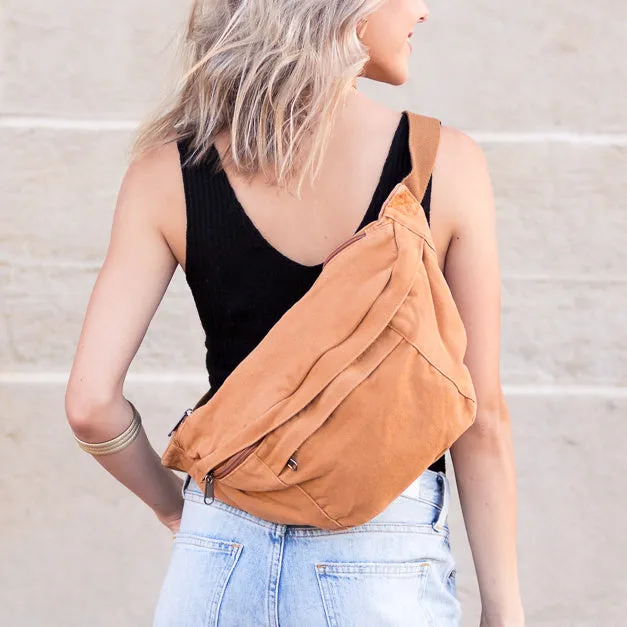 London Oversized Canvas Crescent Sling