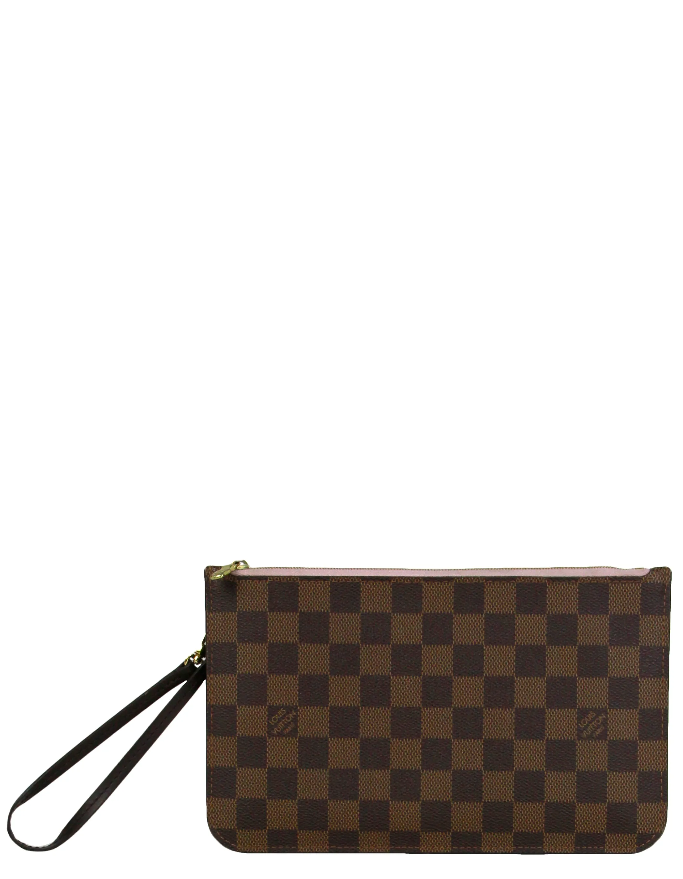 Louis Vuitton Damier Ebene Neverfull Pochette Wristlet Bag