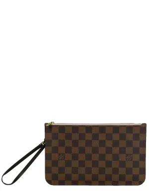 Louis Vuitton Damier Ebene Neverfull Pochette Wristlet Bag