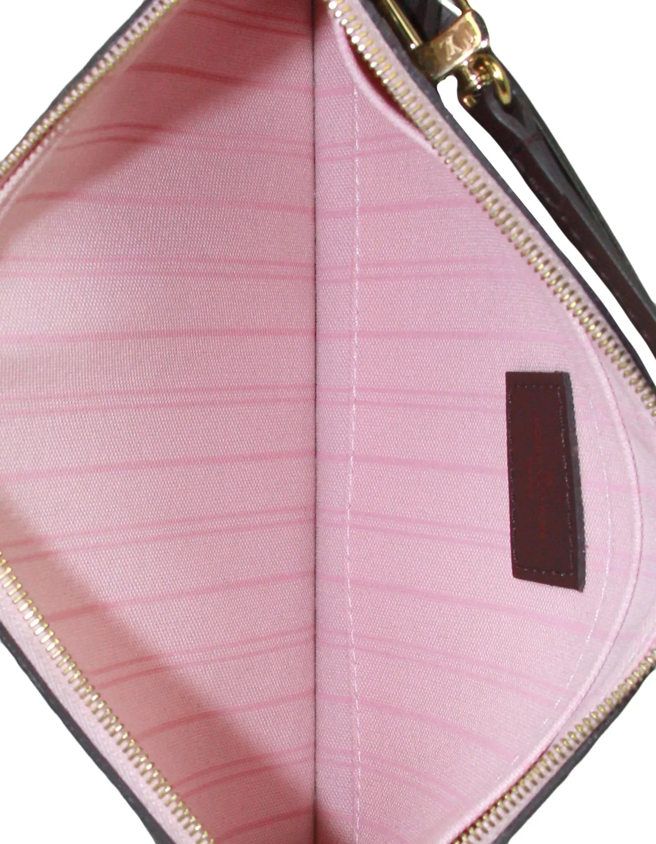 Louis Vuitton Damier Ebene Neverfull Pochette Wristlet Bag