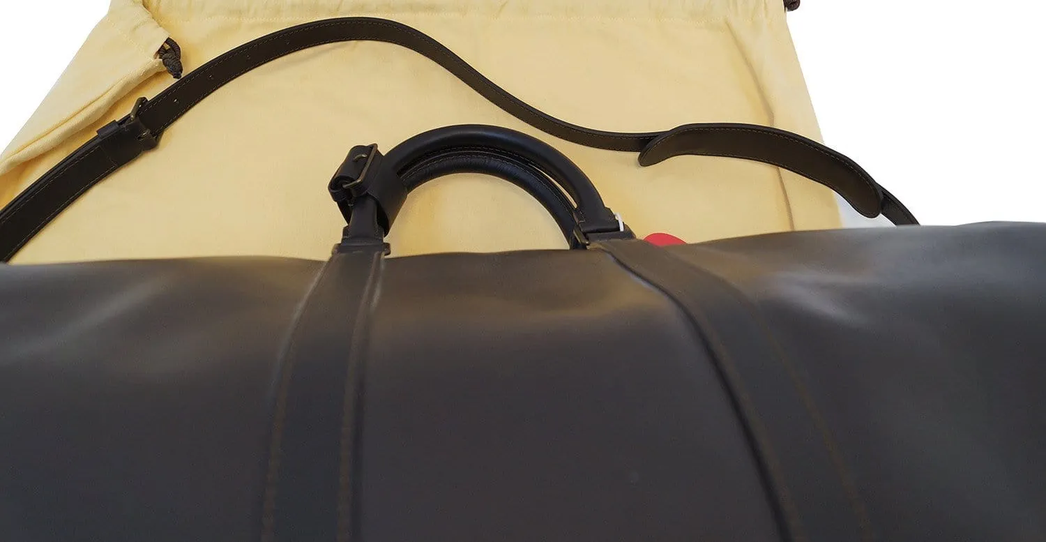 LOUIS VUITTON Keepall 55 Bandouliere Utah Dark Brown Travel Bag