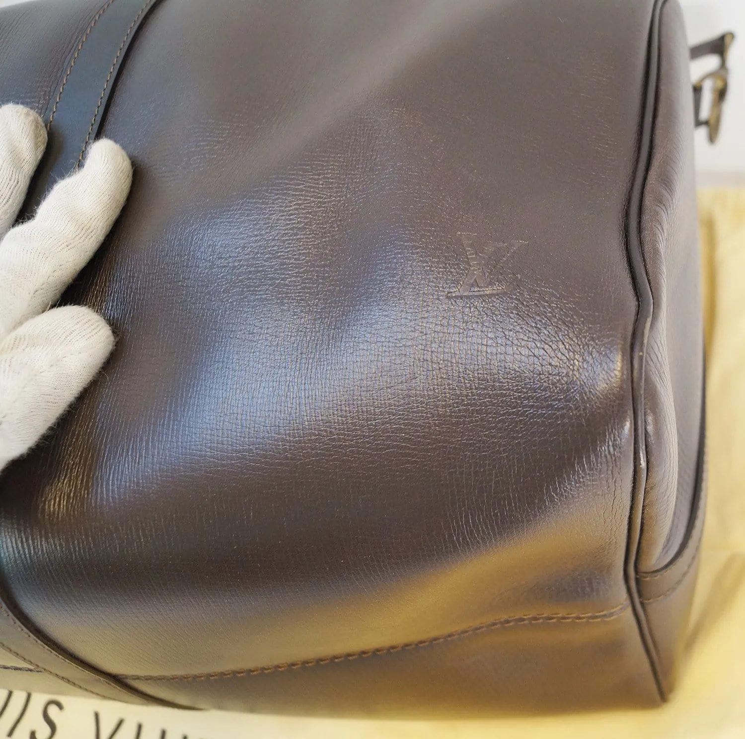LOUIS VUITTON Keepall 55 Bandouliere Utah Dark Brown Travel Bag