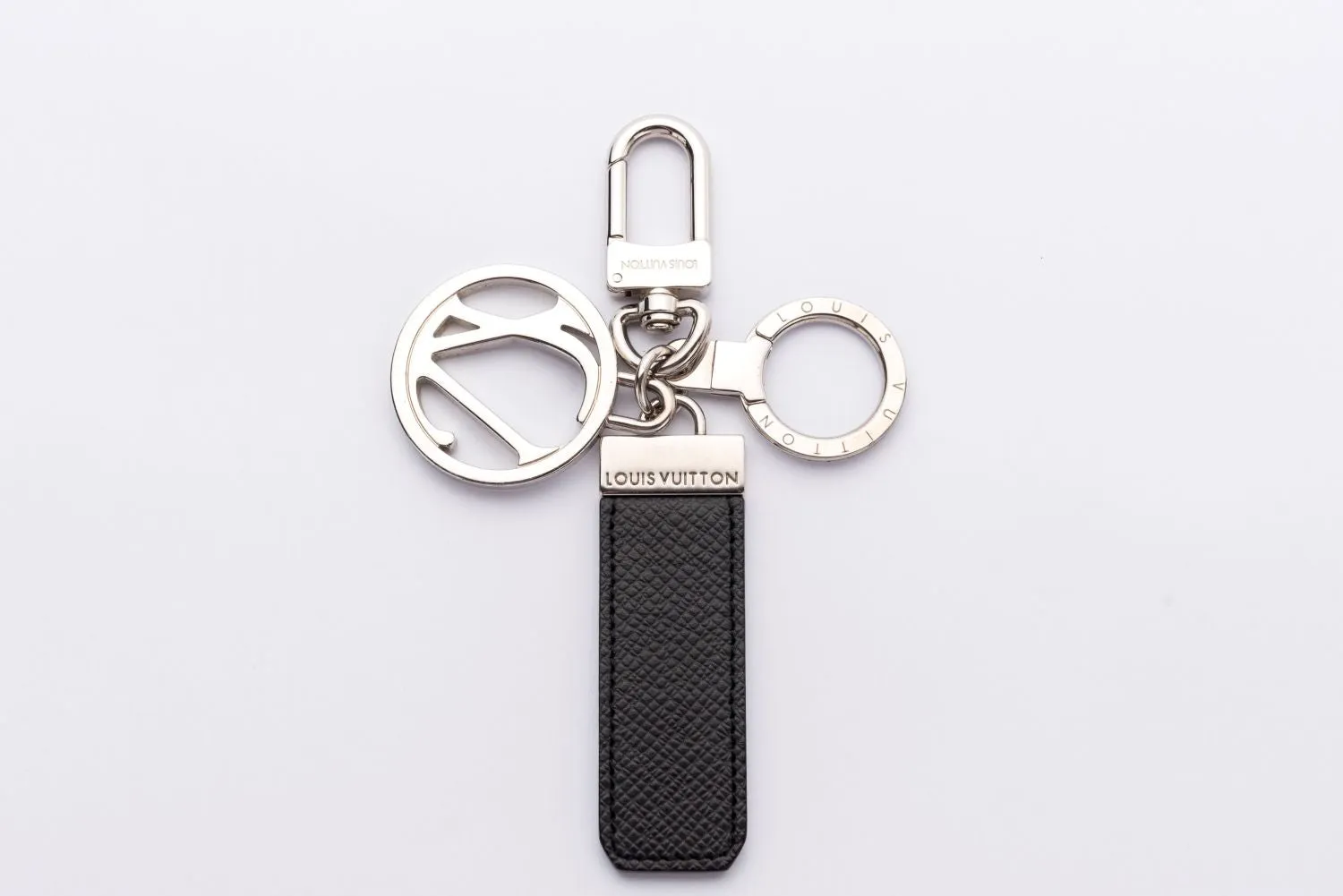 Louis Vuitton Key Chain (A.S INITIALS) Taiga Leather, Silver Hardware