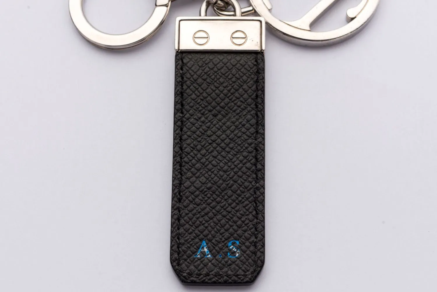 Louis Vuitton Key Chain (A.S INITIALS) Taiga Leather, Silver Hardware