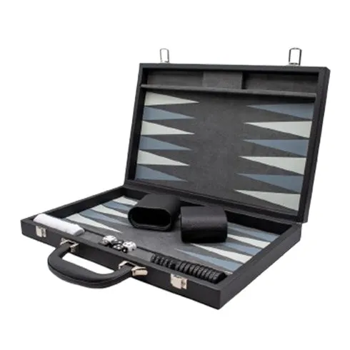 LPG Classics Leather Backgammon Set - Black