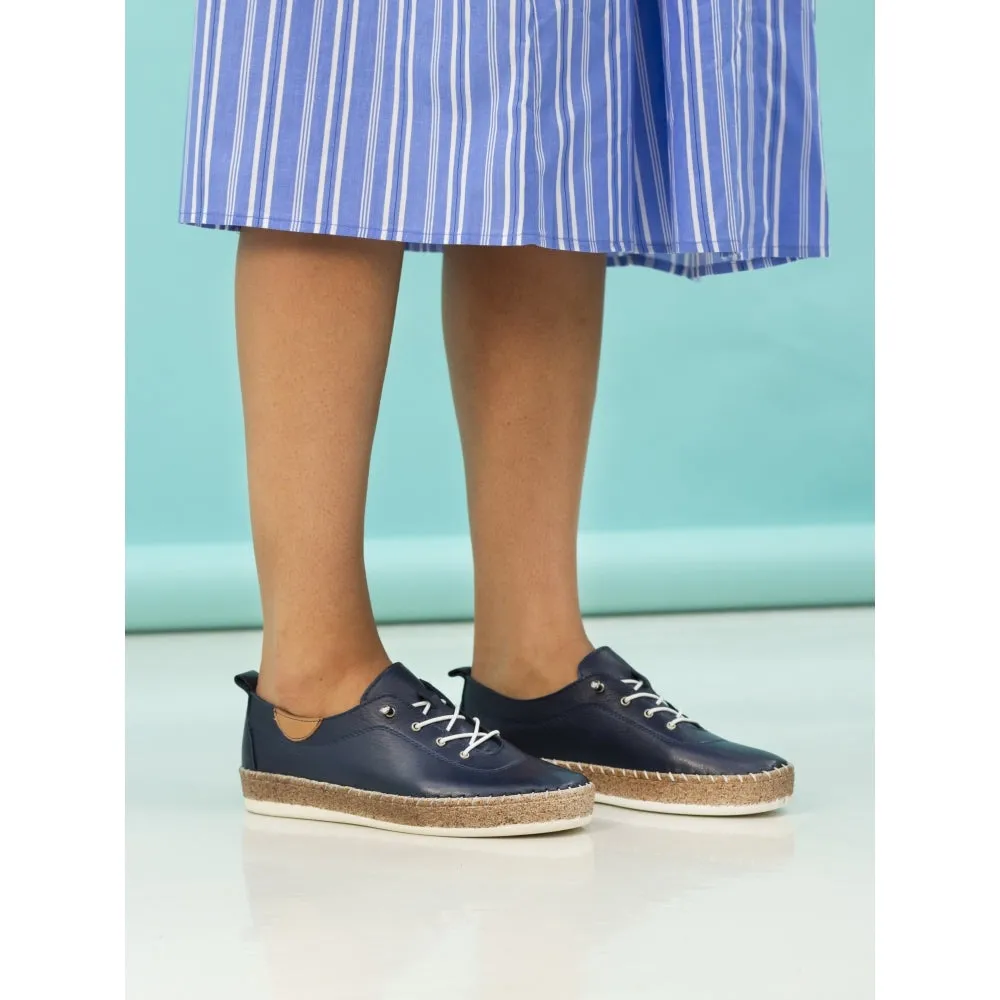 Lunar Evie Navy Lea Plimsoll