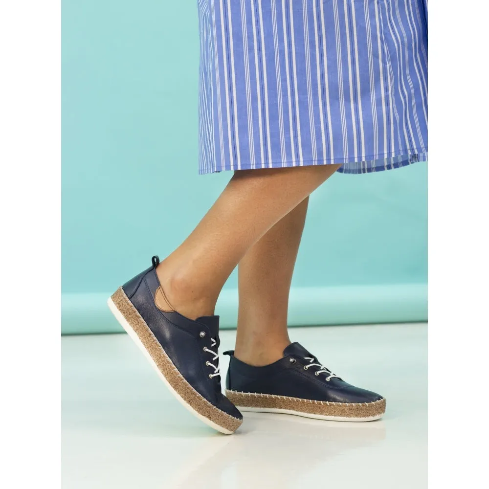 Lunar Evie Navy Lea Plimsoll
