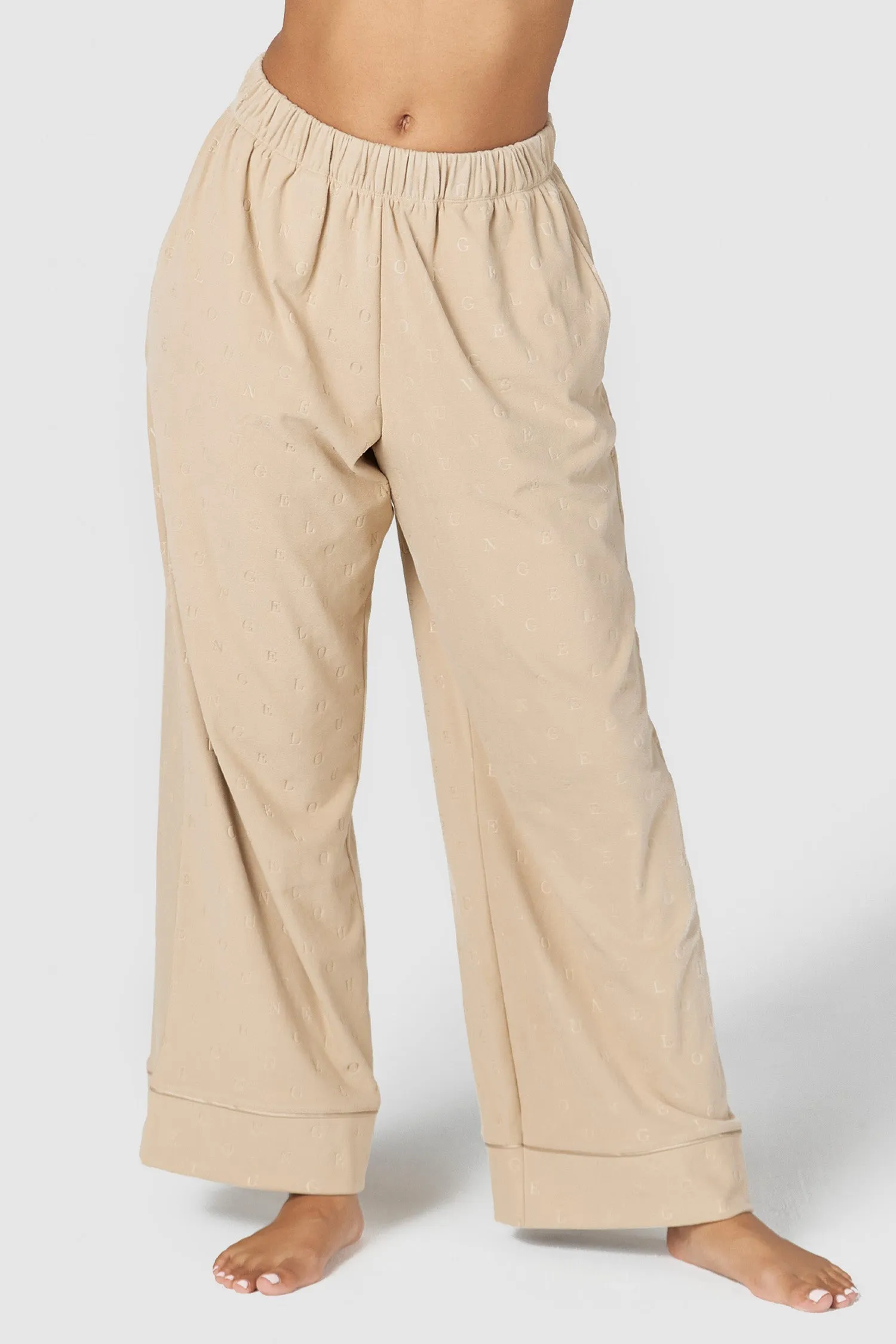 Luxury Embossed Pantalons de Pyjama - Beige