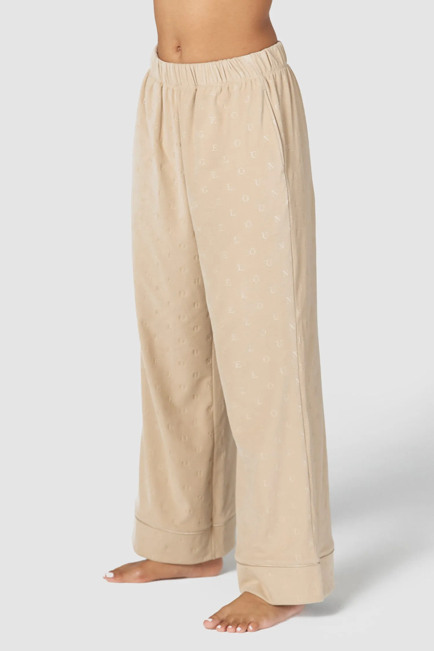 Luxury Embossed Pantalons de Pyjama - Beige
