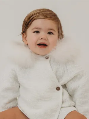 Mac Ilusion Natural Knitted Jacket with Faux Fur Hood