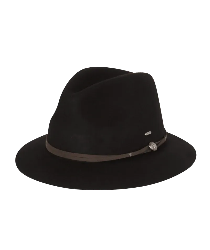Matilda Felt Mid Brim Hat in Black